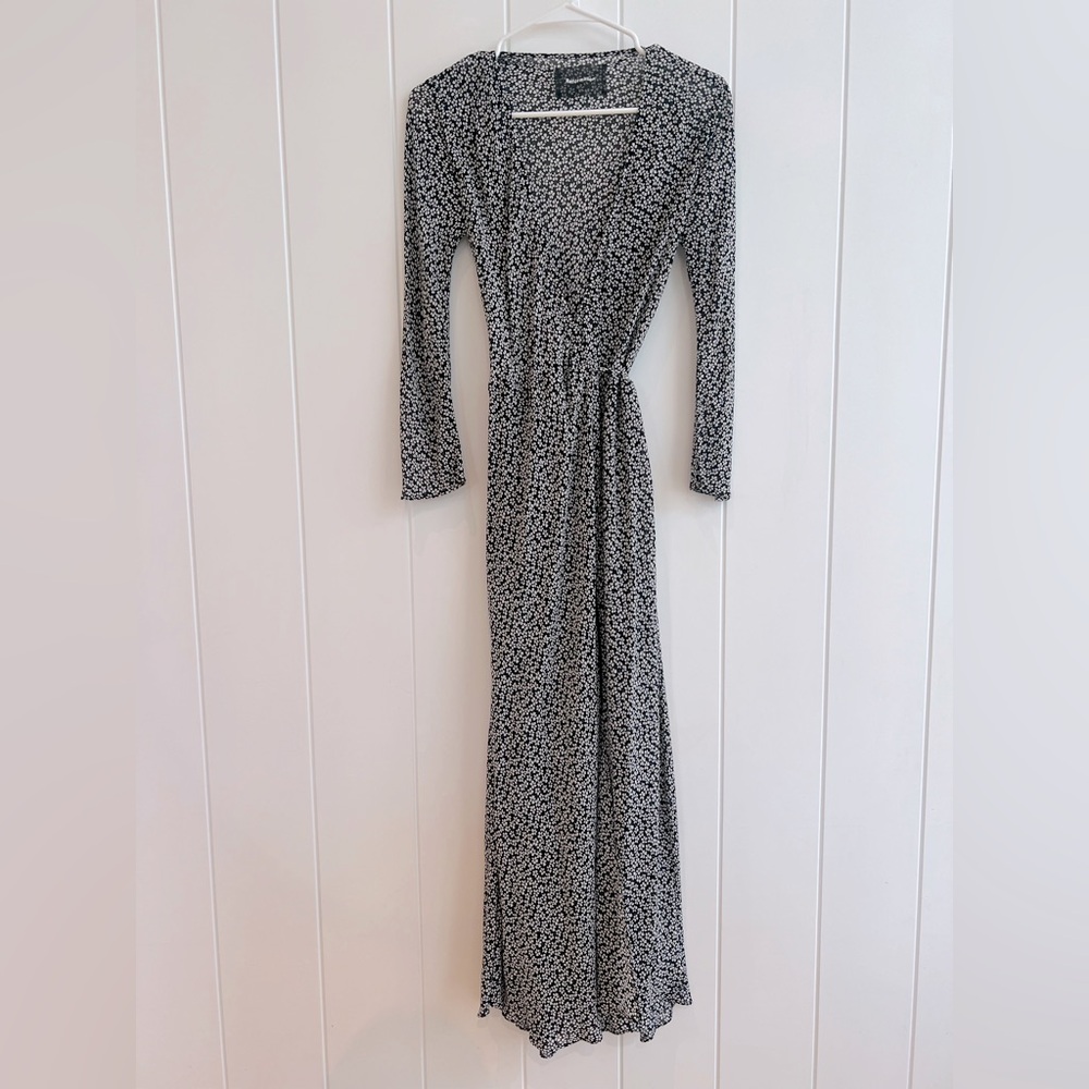 Reformation Floral V-Neck Wrap Dress